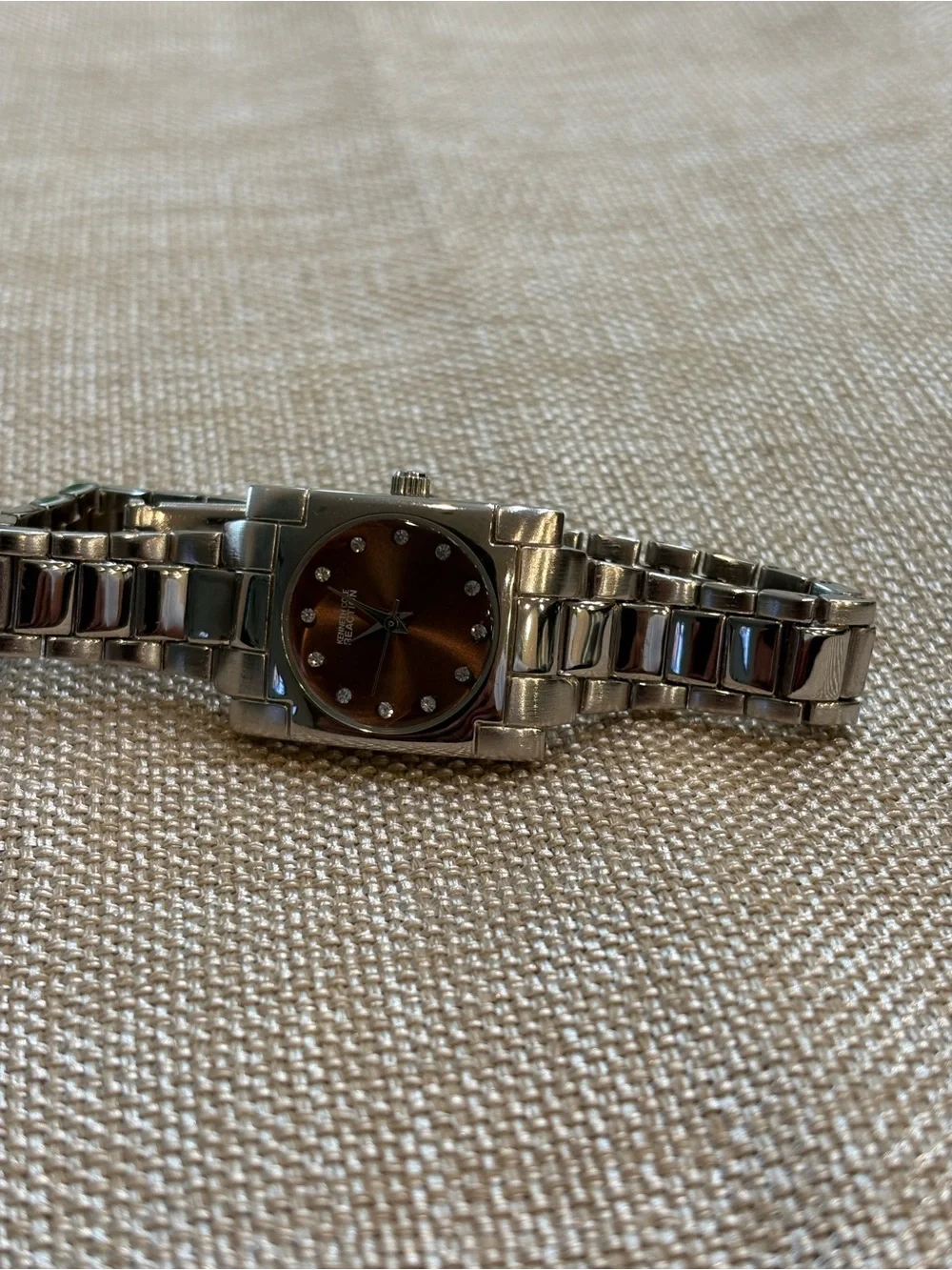 Kenneth Cole Reaction Silver Bracelet Watch with Brown Sunburst Dial